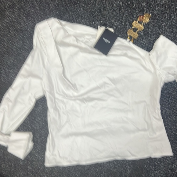 Balmain inspired white asymmetrical top, Sz 40 - Picture 2 of 4